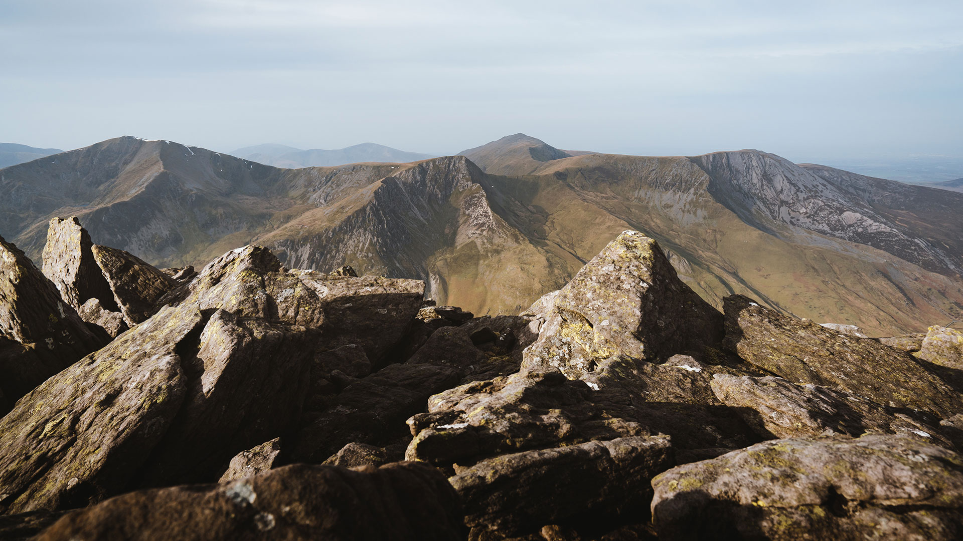 Carneddau high peaks from Pen yr Ole Wen